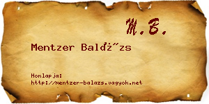 Mentzer Balázs névjegykártya